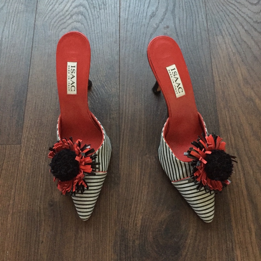 Vintage Isaac Mizrahi Red Black Mules